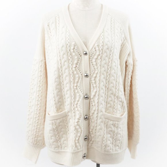 Robert Rodriguez M Cashmere Cable Cardigan Cream - Picture 6 of 15